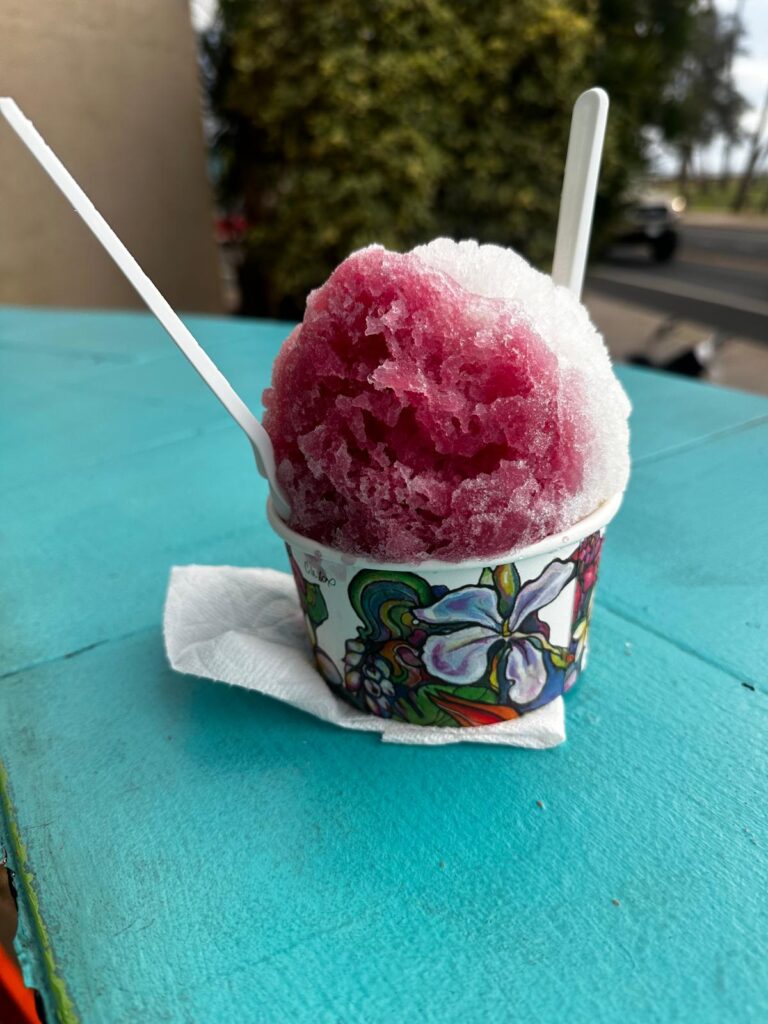 Guava shave ice in Maui, Hawaii