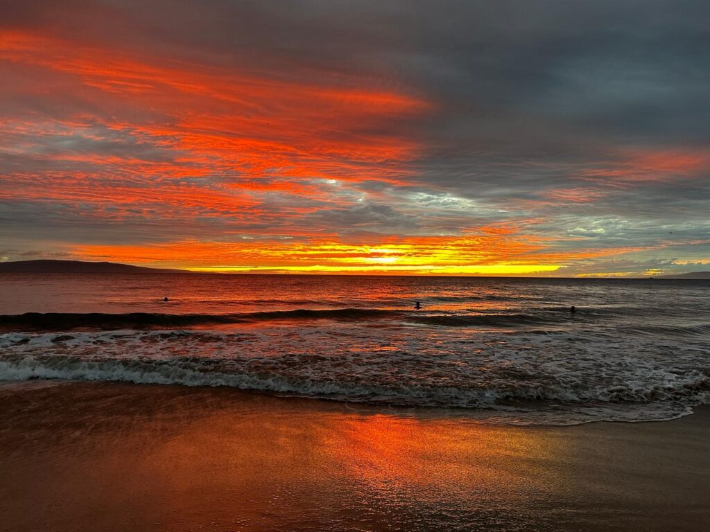 Sunset by the beach in Maui, Hawaii